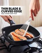 Fish Spatula Turner,Thin Slotted,Stainless Steel With Silicone Edge,2 Pack