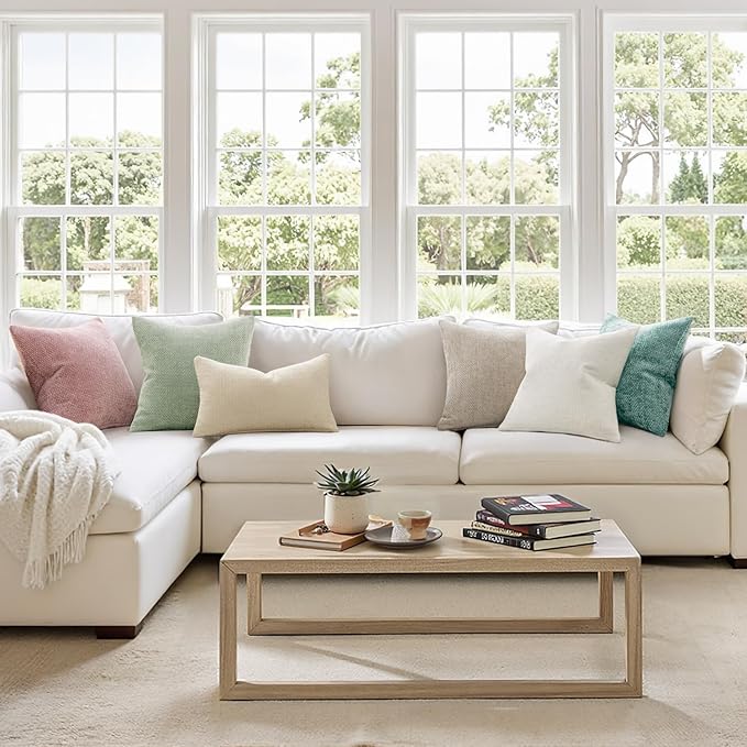 MIULEE Pack of 2 Couch Throw Pillow Covers 18x18 Inch Light Green Modern Boho - Image 2