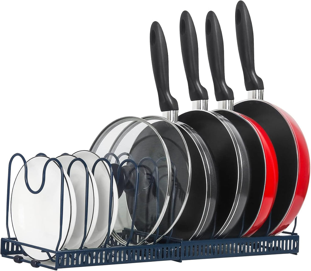 ROOHUA Pot and Pan Lid Organizer Rack for Under Cabinet, 12"-23" Expandable