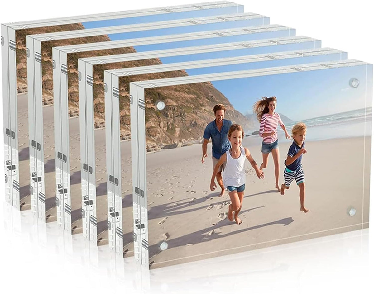 AITEE 4x6 Acrylic Picture Frames 6 Pack, Clear Picture Frames，20% Thicker