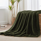 BEDELITE Ribbed Olive Green Throw Blanket for Couch, 50"x60"