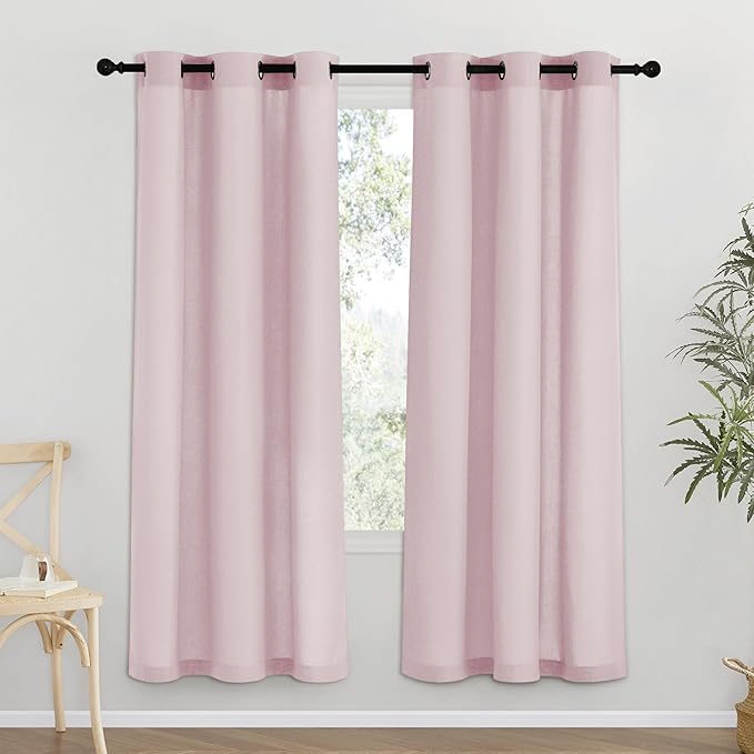 NICETOWN Blush Pink Linen Curtains by NICETOWN