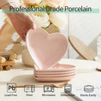 6.3 Inch Ceramic Pink Dessert Plates, Heart Shaped Appetizer Plate Set, 10P