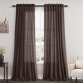 Coffee Linen Curtains 102 Inches Long by Nanspring