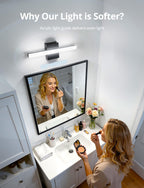 Combuh Black Bathroom Light Fixtures Over Mirror Lighting Gentle, 9W 16 Inch Modern LED Small Vanity Lamp Bar IP44 Slim Linear Bath Wall Sconces for Restroom Indoor Cool White 6000K