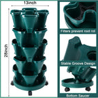 Umigy 2 Set 5 Tier Stackable Planters Vertical Garden Planters, Dark Green