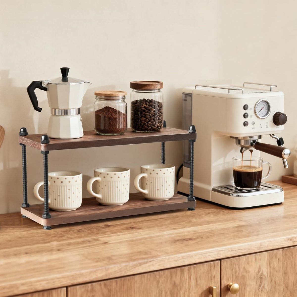 Mkono Coffee Station Organizer, 2 Tier Mug Shelf Coffee Bar Accessories