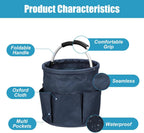 17L Foldable Cleaning Caddy with Handle - Portable Duty Tool Bag Cleaning Supply Organizer, Multi-Compartment Cleaning Bucket Storage Basket for Home Kitchen Bathroom (Blue)