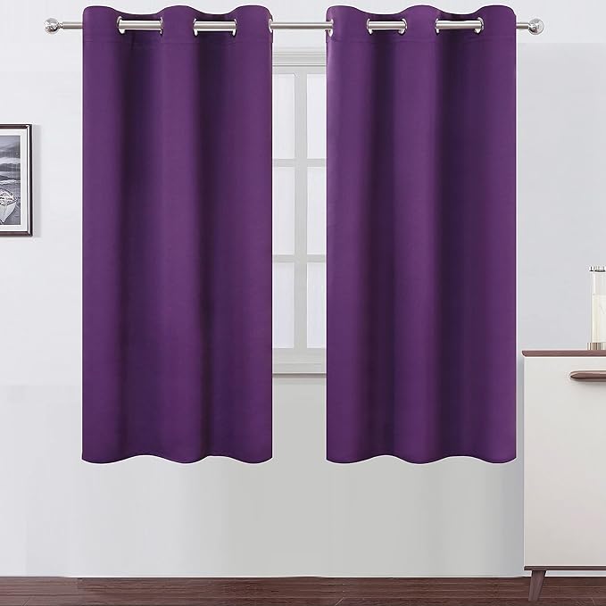 LEMOMO Purple Blackout Curtains/42 x 63 Inch/Set of Two Panels Grommet Bedroom by Lemomo