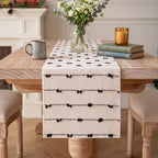 Artoid Mode Black Boho Farmhouse Cotton Woven Table Runner, Seasonal Halloween Kitchen Dining Table Decoration for Home Party Decor 12x72 Inch