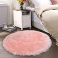 Latepis Pink Faux Sheepskin Round Rugs 6.7ft Cute Furry Rug by Latepis