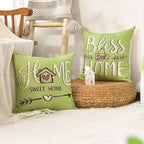 AVOIN colorlife Bless Our Home Eucalyptus Leaves Throw Pillow Covers, 18 x 18 - Image 3