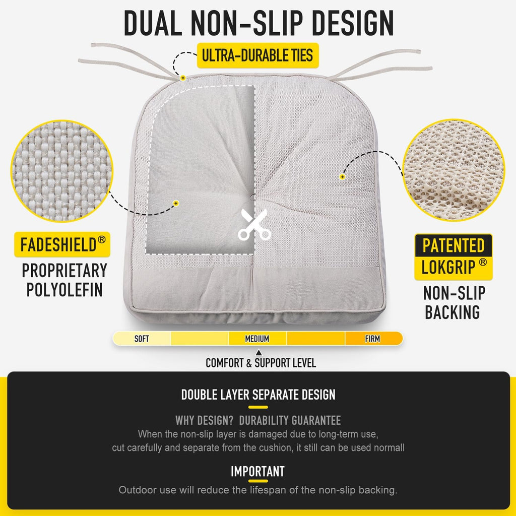 SUNROX Memory Foam Jumbo Rocking Chair Cushions, FadeShield Water Resistant Non Slip Durable Tufted Pads, Set of Seat & Back Cushion with Ties for Indoor/Outdoor Rocker, 2 Piece, Cream