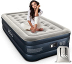 iDOO Twin Air Mattress with Built in Pump, Luxury Blow up Mattress, Comfort Inflatable Mattress for Camping, Guests & Home, Durable, Dual Chamber Single Air Bed, Colchon Inflable
