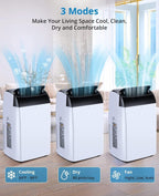 12,000 BTU Quiet Portable AC Unit – 3-In-1 Cooling, Dehumidifier & Fan With Remote, Covers 450 Sq.Ft, Compact Design for Home/Office, Black Top