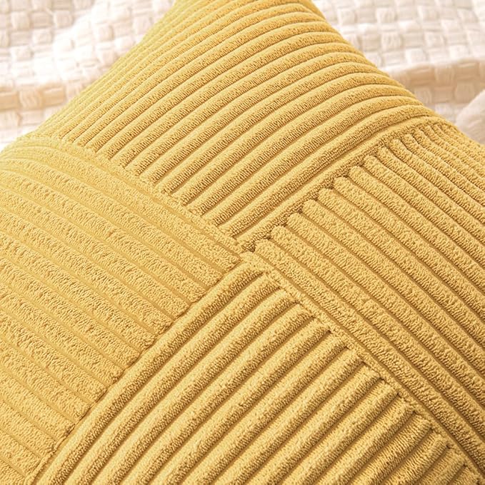MIULEE Golden Mustard Decorative Throw Pillow Covers 20x20 Inch - Image 2