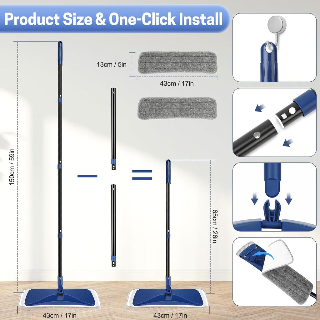 BUVE Microfiber Flat Mop for Hardwood Floors Cleaning