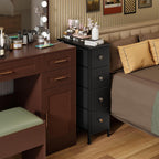 Fixwal Narrow Storage Cabinet, Slim Dresser with 4 Fabric Drawers, Black