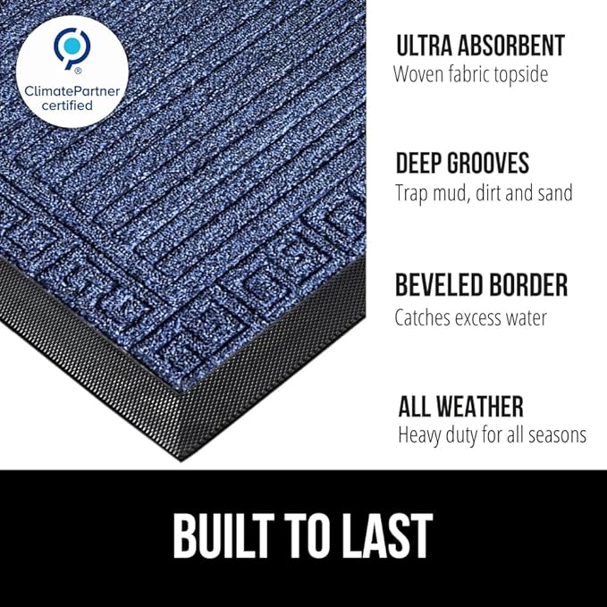 GORILLA GRIP 100% Waterproof All-Season WeatherMAX Doormat 35x23, US Designed - Image 2
