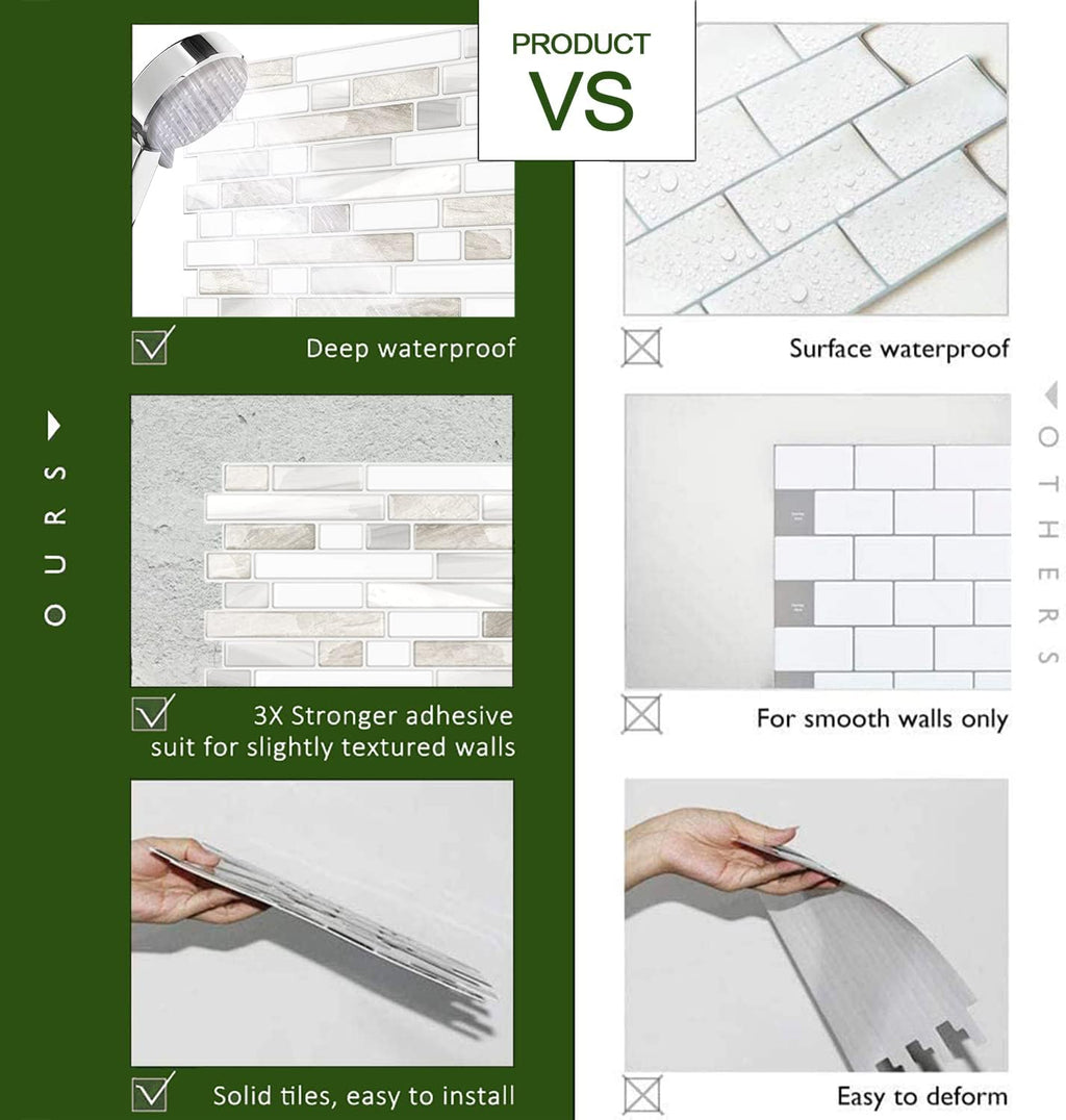 STICKGOO Peel and Stick Wall Tile Self-Adhesive Backsplash Thicker Design