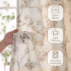 jinchan Floral Curtains Lined Linen Blend Curtain - Image 2