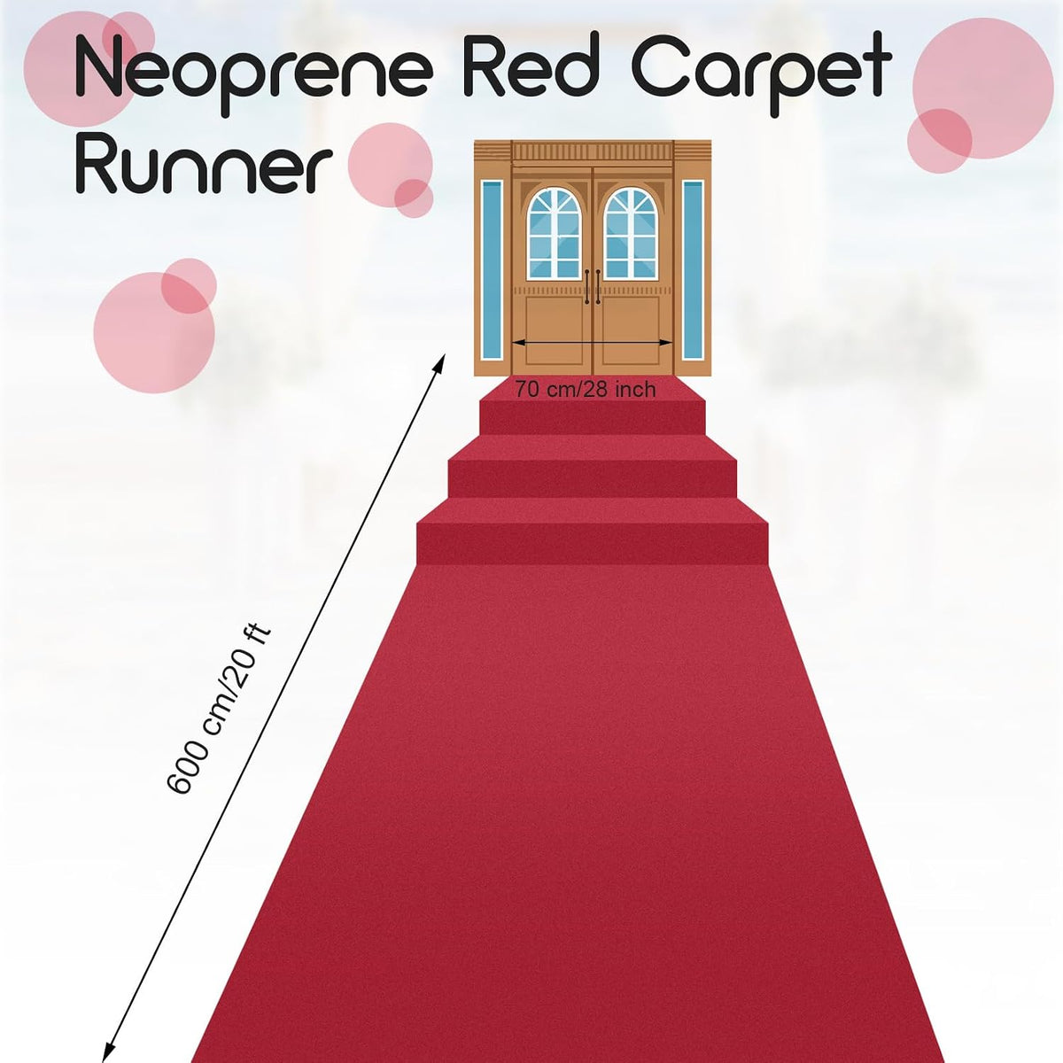 Boao 20 X 2.3 Ft Neoprene Carpet Runner Dark Red, Non Slip Rubber Backed