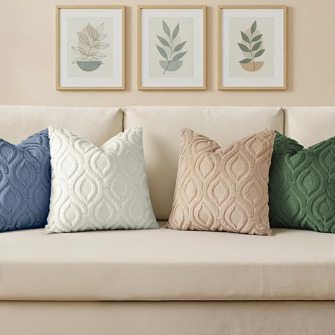 decorUhome Throw Pillow Covers 18x18 Inch Set of 2, Soft Plush Faux Wool Blue - Image 4