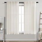 Cream Linen Curtains 65 Inch Length by Nanspring