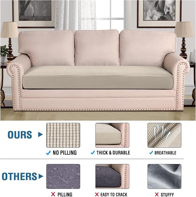 H.VERSAILTEX Super Stretch Individual Seat Cushion Covers Sofa Covers Couch - Image 2