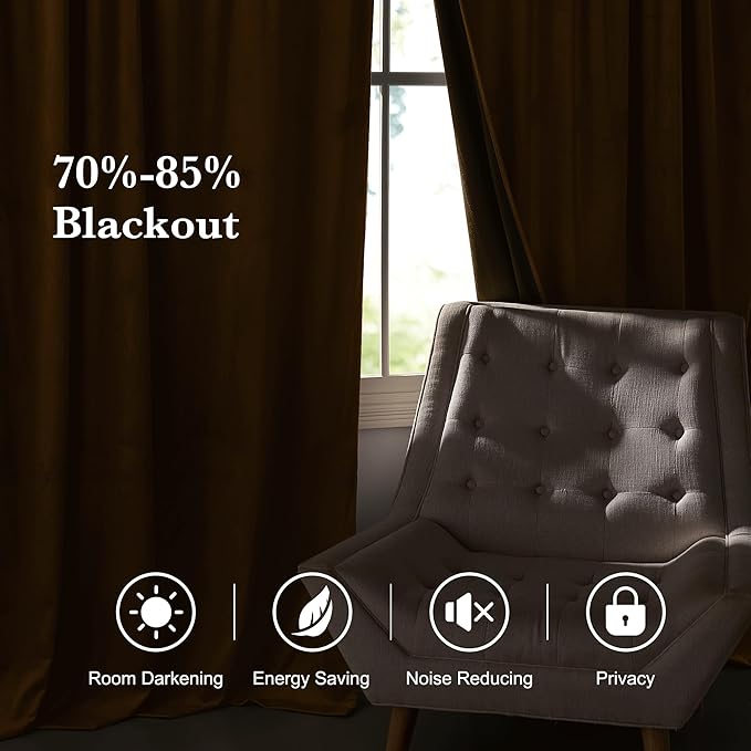 RYB HOME Luxurious Bronze Velvet Curtain Panels - Image 7