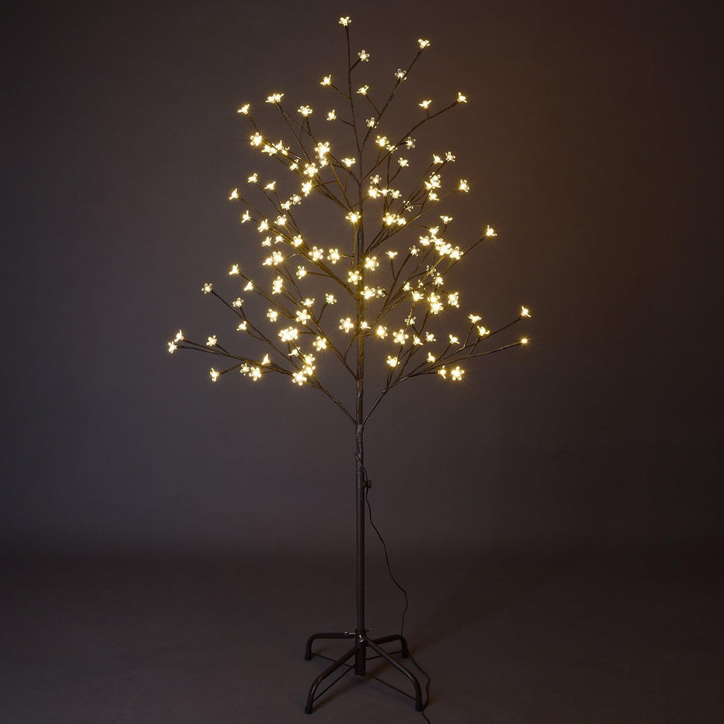 Lightshare Cherry Blossom Tree 5FT 128 LED Lighted Tree for Decoration Inside and Outside, Home Patio Wedding Festival Christmas Decor, Warm White