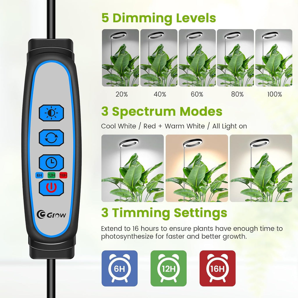 6.3in Grow Light, Full Spectrum Plant Lights for Indoor Growing