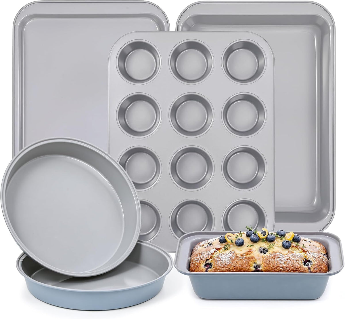 Vinino 6-Piece Baking Pans Set, Nonstick Carbon Steel Bakeware Sets