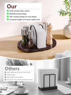 Walnut Rotating Napkin Holder with Salt & Pepper Shaker Storage