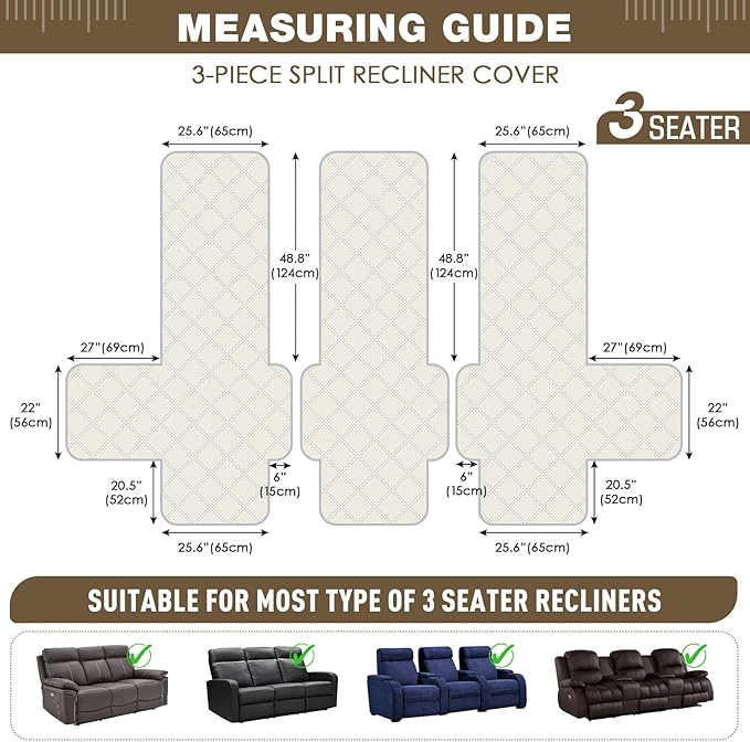 TAOCOCO 100% Waterproof Recliner Sofa Cover, Non Slip Split Couch Covers - Image 2