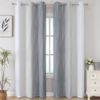Estelar Textiler Full Room Darkening Greyish White and Grey Blackout Curtains - Image 2
