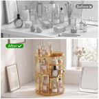 Jiavarry Rotating Makeup Organizer, Clear Gold, 8 Adjustable Height