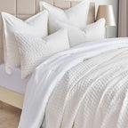 EverGrace Cross-Stitch Velvet Quilt Set, King Size, Bright White