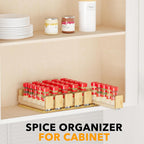 SpaceAid Bamboo Pull Out Spice Rack Organizer for Cabinet, Heavy Duty Slide Out Seasoning Kitchen Pantry Sliding Vertical Organization, 5.1" Wide, 2 Drawers(2" Wide), 1-Tier, Natural