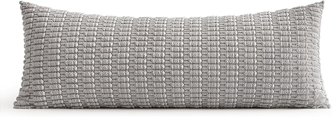 MIULEE Pack of 1 Light Grey Long Body Lumbar Decorative Throw Pillow Cover - Image 6