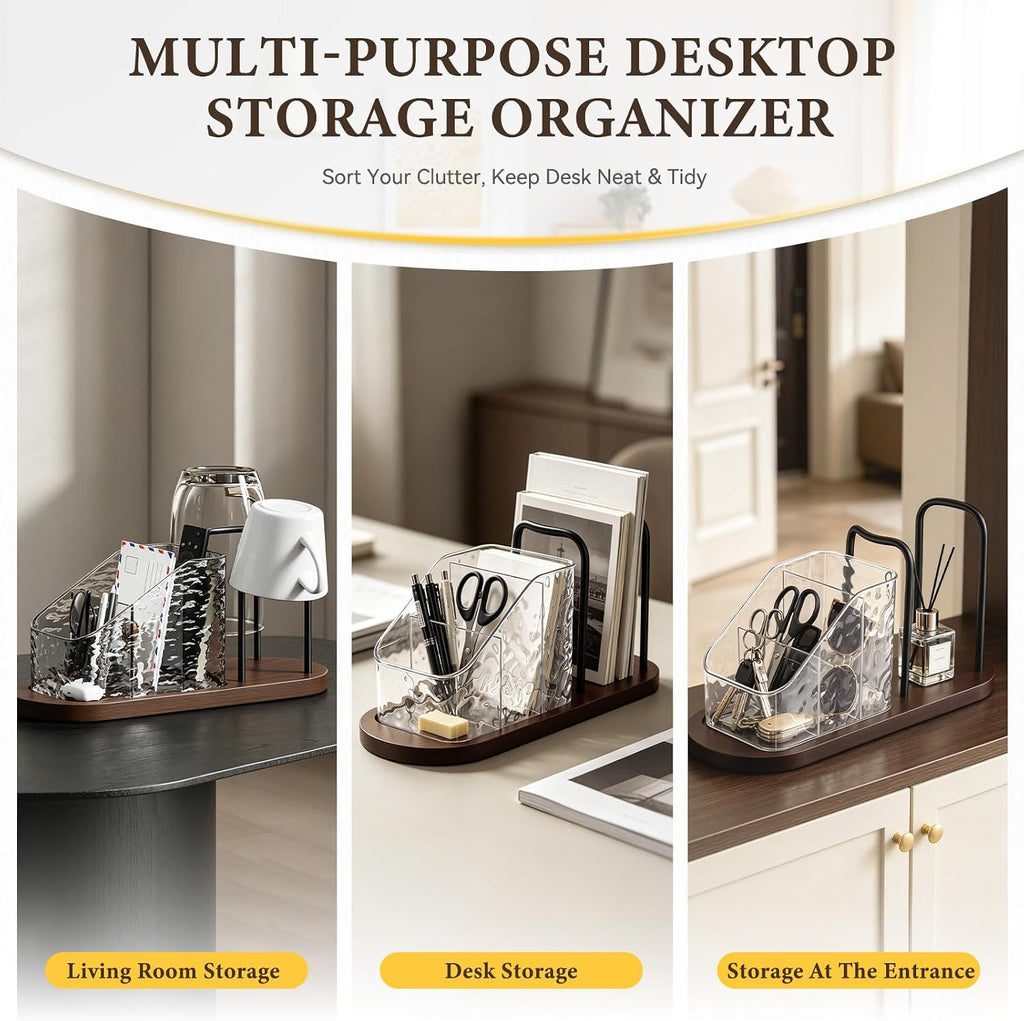 Coffee Station Organizer Caddy with Wood Base, Coffee Bar Accessories
