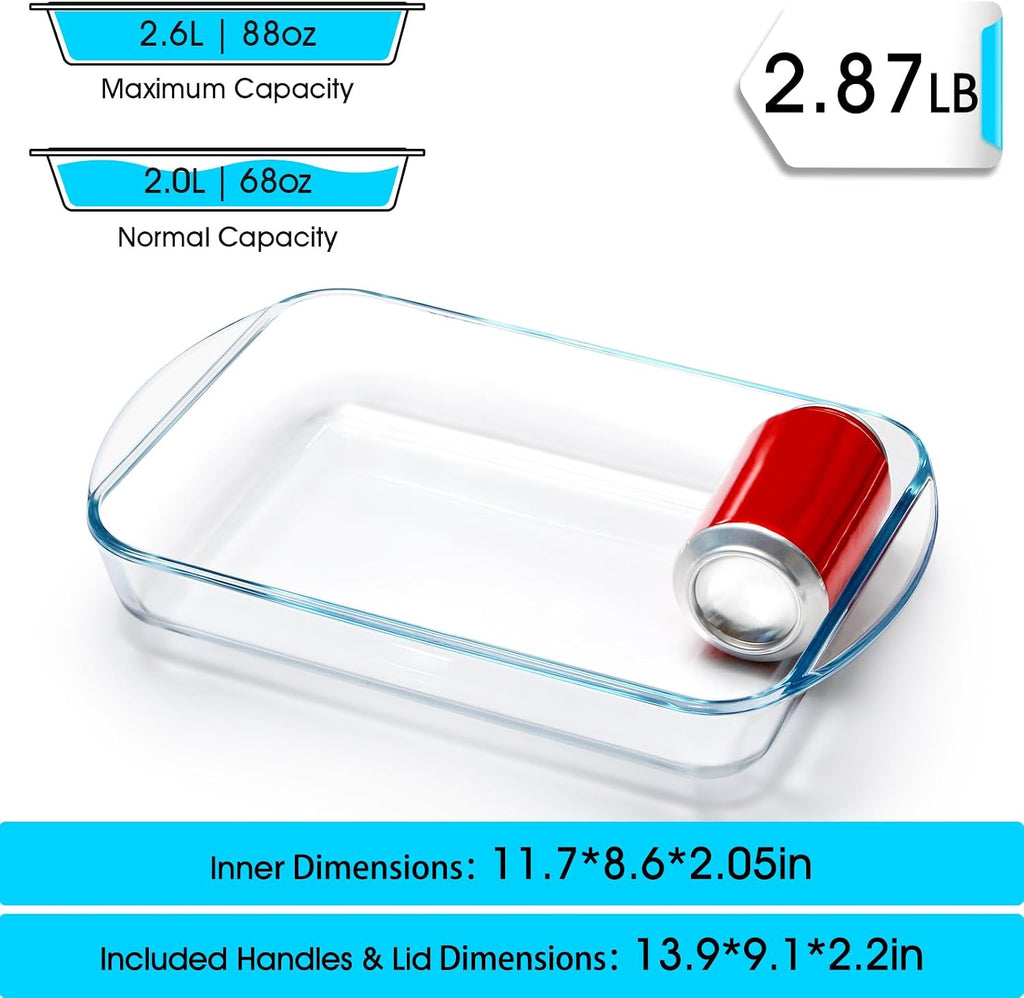NUTRIUPS 9x13 Glass Baking Dish for Oven