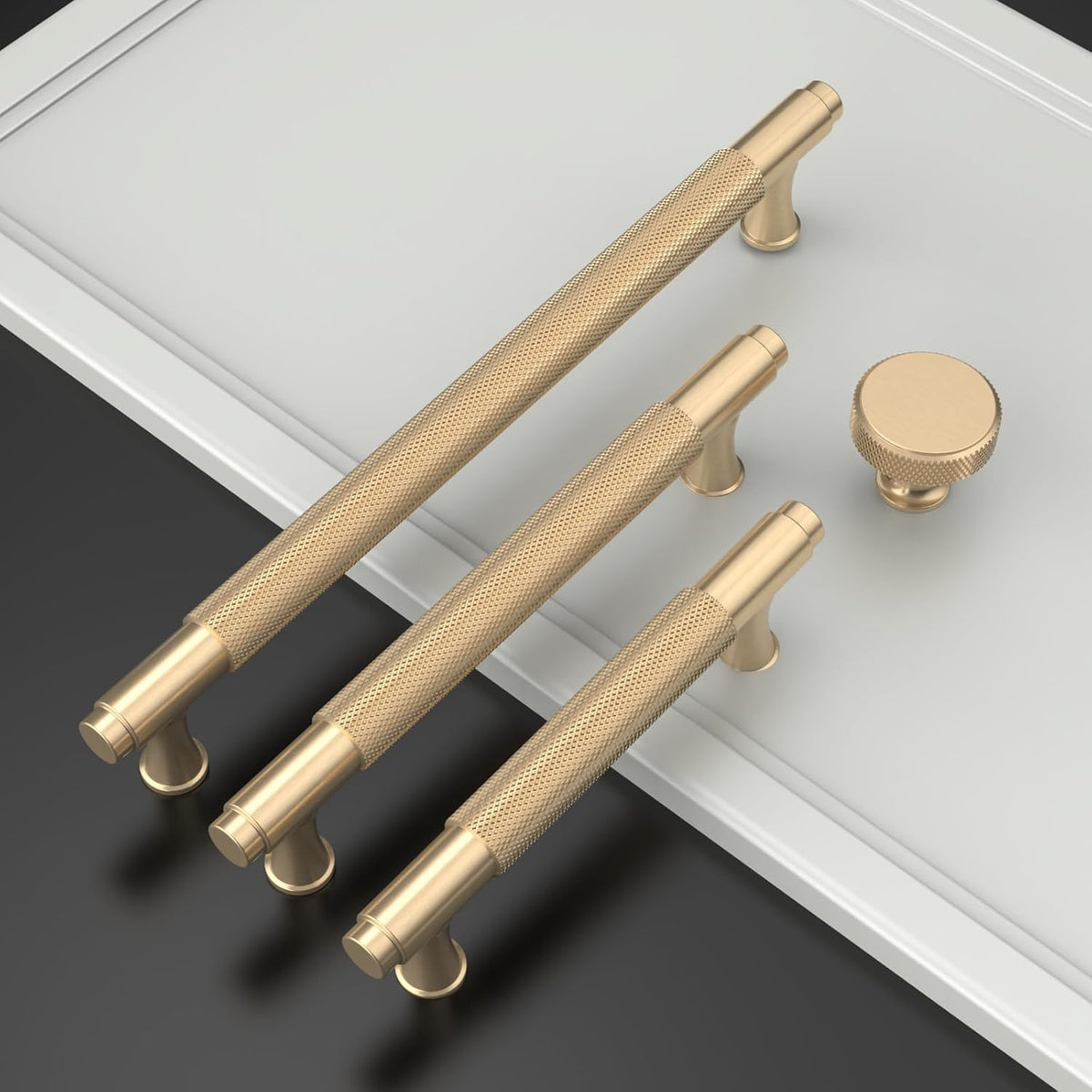 10 Pack Brushed Gold Knurled Cabinet Knobs Round Drawer Pulls