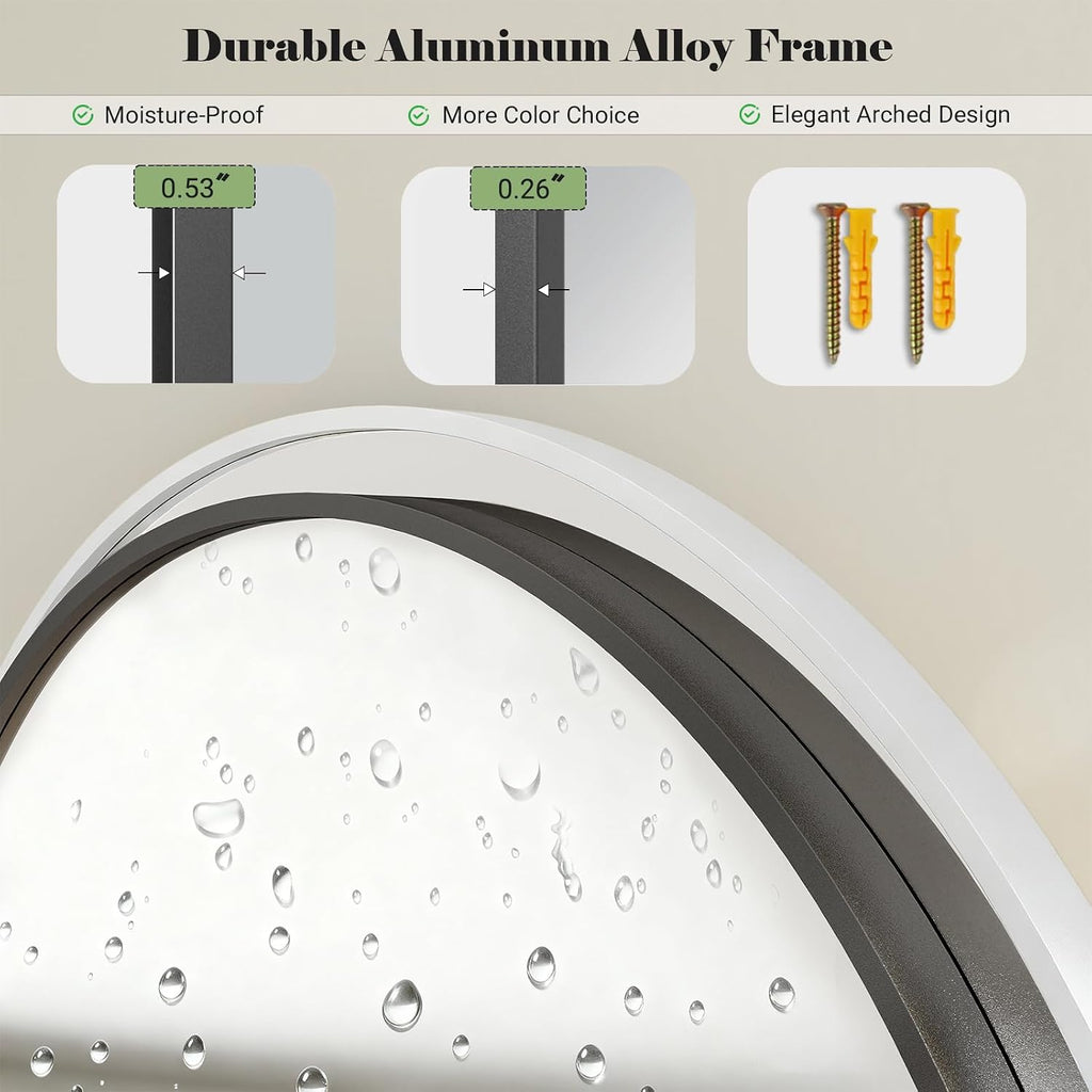 57" x 20" Arched Full Length Mirror - Wall Mounted/Floor Mirror Aluminum Alloy Frame Full Body Mirrors for Bathroom Living Room Bedroom and Entryway,Black