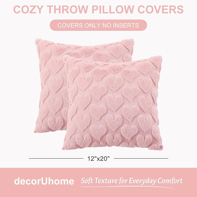decorUhome Valentine’s Day Soft Plush Throw Pillow Covers 16x16 Inch Set of 2 - Image 6