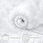 Round Fur Fluffy Area Rug for Bedroom, Cute Furry Nursery Carpet, Plush Shag - Image 4