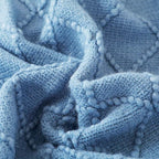 BOURINA Blue Throw Blanket 60x80 Inches Throw Textured Solid Soft Sofa Throw - Image 5