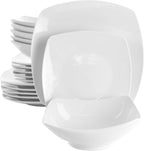 Elama White Porcelain Dish Dinnerware Set, 18 Piece (Elama Glossy)