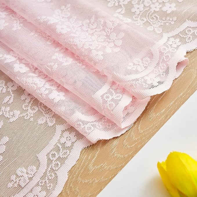 YJ YANJUN Vintage Lace Curtains 96 Inches Long 2 Panels Set Elegant Chic Floral - Image 6