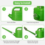 Plastic 1-Gallon Watering Can with Long Spout and Dual Handle for Indoor & Outdoor Plant Care, Lawn Maintenance and Yard Gardening
